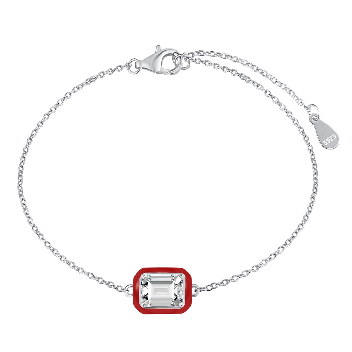 [Am jewelry]2.0 Carat Sparkling Colorful Emerald Cut Daily Bracelet