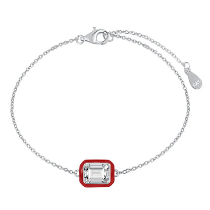 [Am jewelry]2.0 Carat Sparkling Colorful Emerald Cut Daily Bracelet