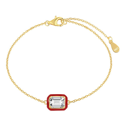 [Am jewelry]2.0 Carat Sparkling Colorful Emerald Cut Daily Bracelet