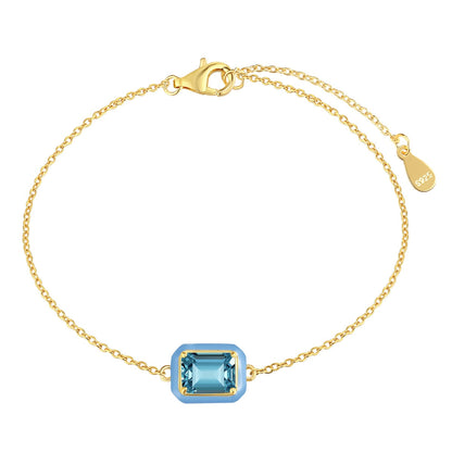[Am jewelry]2.0 Carat Sparkling Colorful Emerald Cut Daily Bracelet