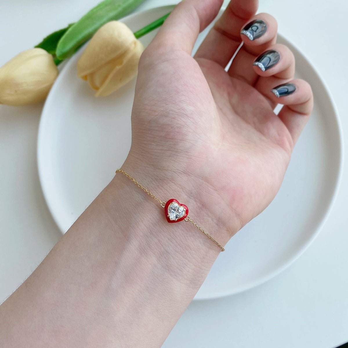 [Am jewelry]Sparkling Romantic Heart Shape Lover Bracelet