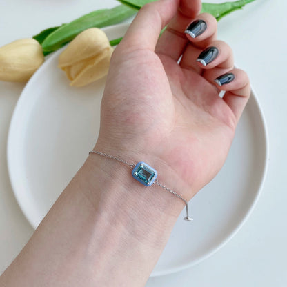 [Am jewelry]2.0 Carat Sparkling Colorful Emerald Cut Daily Bracelet