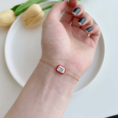 [Am jewelry]2.0 Carat Sparkling Colorful Emerald Cut Daily Bracelet