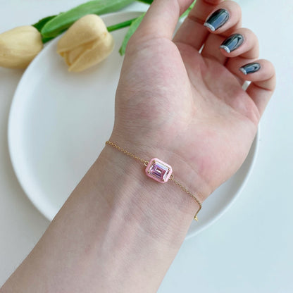 [Am jewelry]2.0 Carat Sparkling Colorful Emerald Cut Daily Bracelet