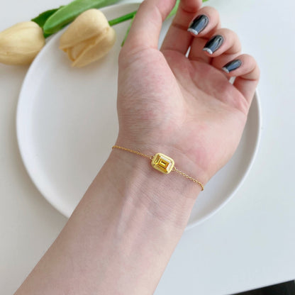 [Am jewelry]2.0 Carat Sparkling Colorful Emerald Cut Daily Bracelet
