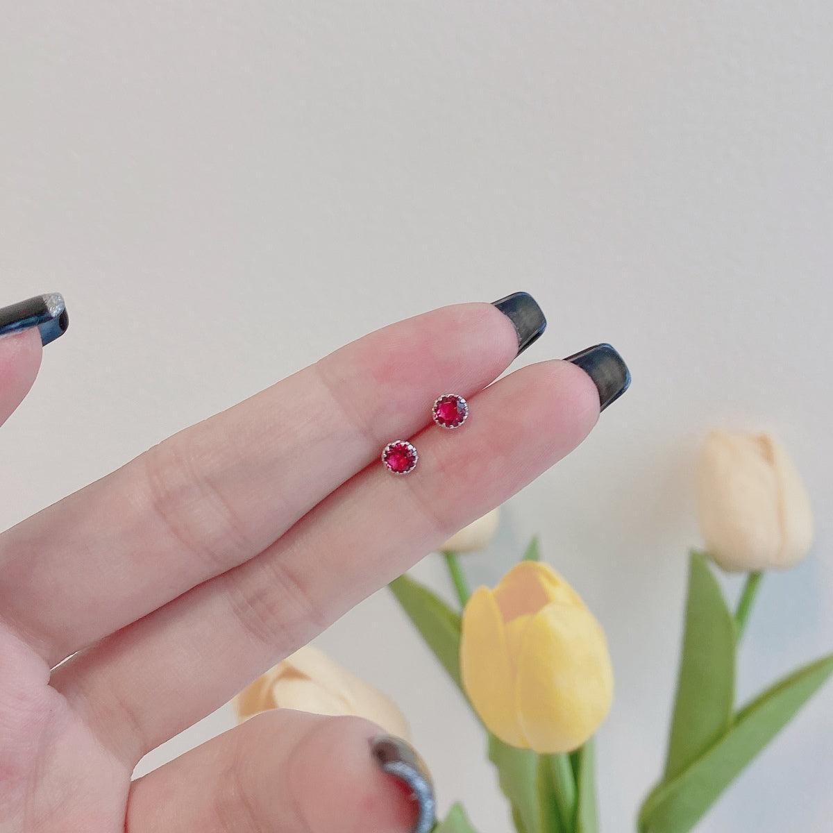 [Am jewelry]Sparkling Colorful Round Shape Earrings