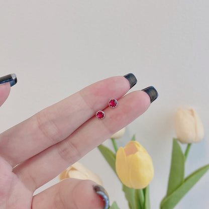 [Am jewelry]Sparkling Colorful Round Shape Earrings