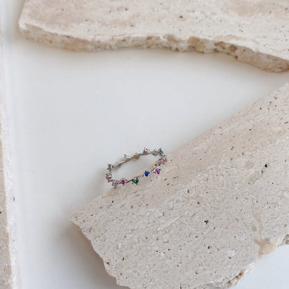 [Am jewelry]Radiant Colorful Round Cut Daily Ring