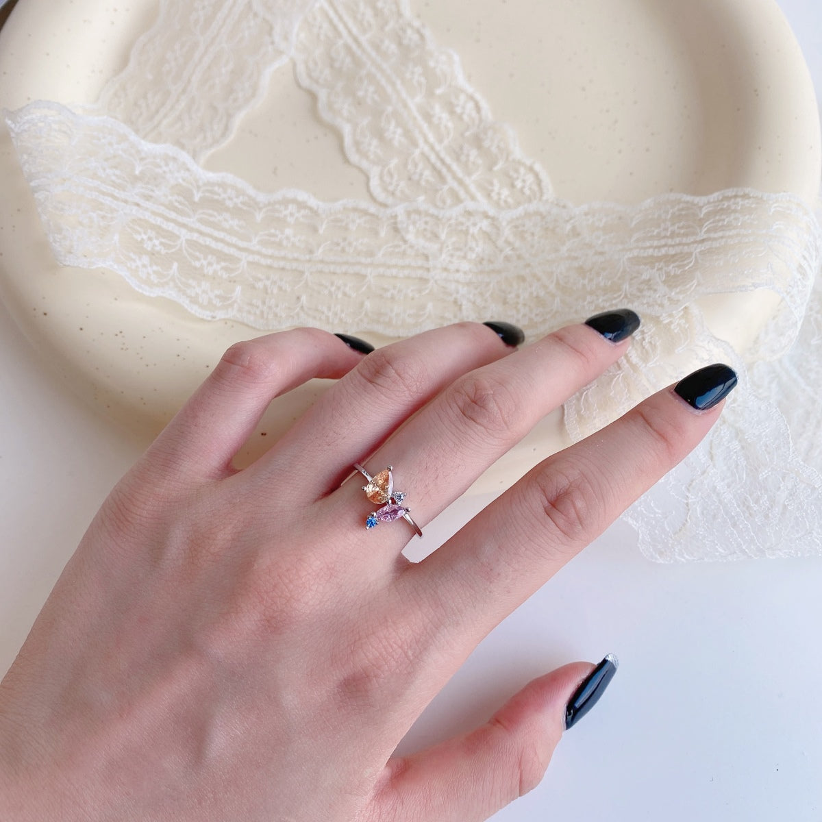 [Am jewelry]Radiant Colorful Multi Cut Daily Ring