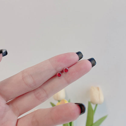[Am jewelry]Sparkling Colorful Round Shape Earrings