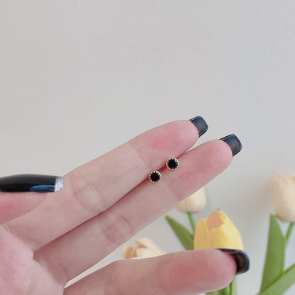 [Am jewelry]Sparkling Colorful Round Shape Earrings