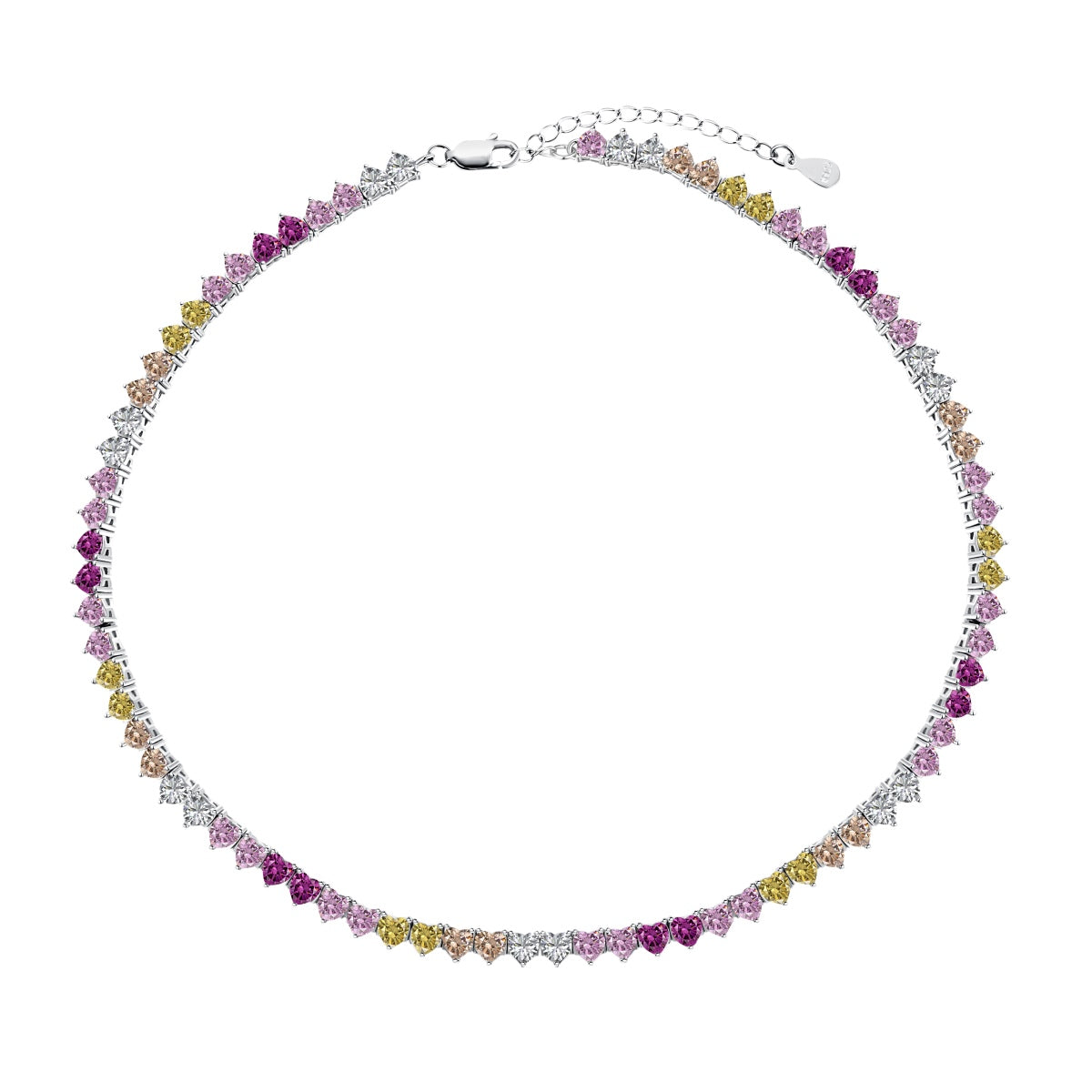 [Am jewelry]Sparkling Colorful Full Heart Tennis Necklace