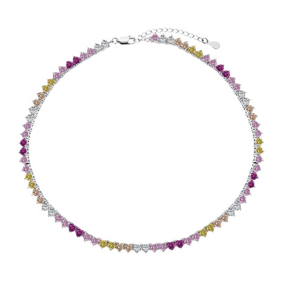 [Am jewelry]Sparkling Colorful Full Heart Tennis Necklace