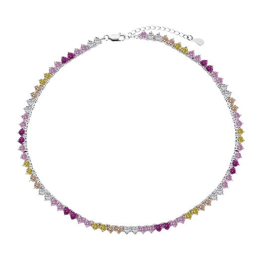 [Am jewelry]Sparkling Colorful Full Heart Tennis Necklace