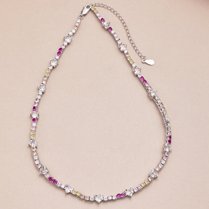 [Am jewelry]Delicate Colorful Rainbow Tennis Chain
