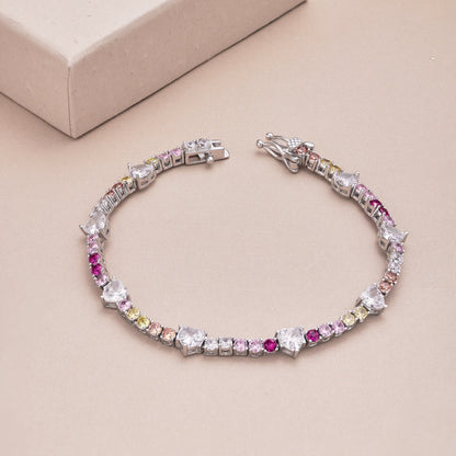 [Am jewelry]Romantic Heart Shape Round Cut Lover Bracelet