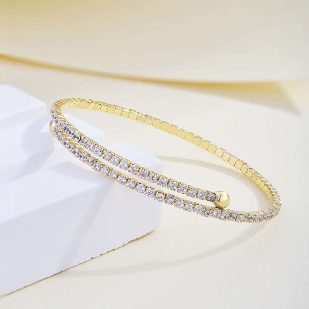 [Am jewelry]Row of Diamonds Round Fashion Bracelet