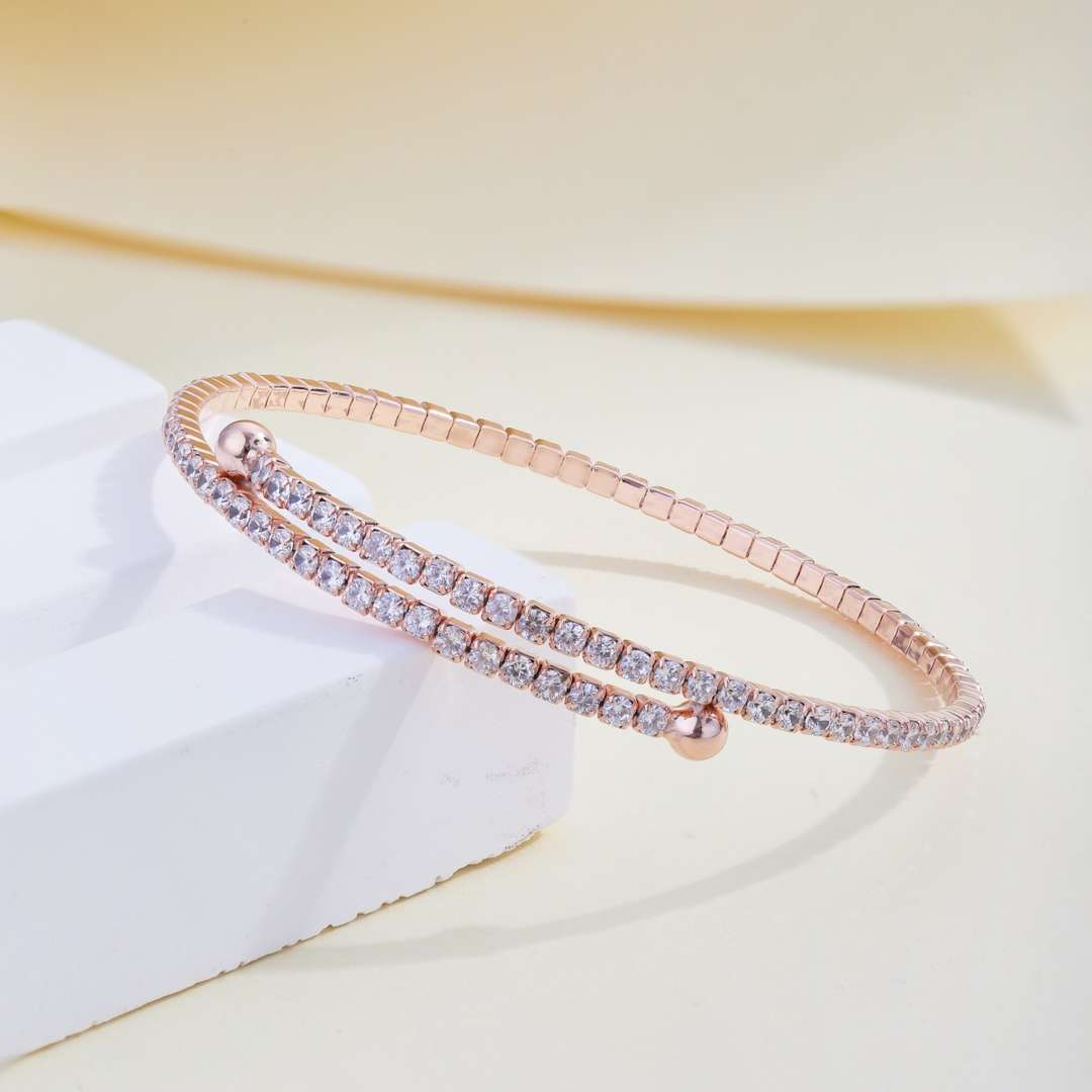 [Am jewelry]Row of Diamonds Round Fashion Bracelet