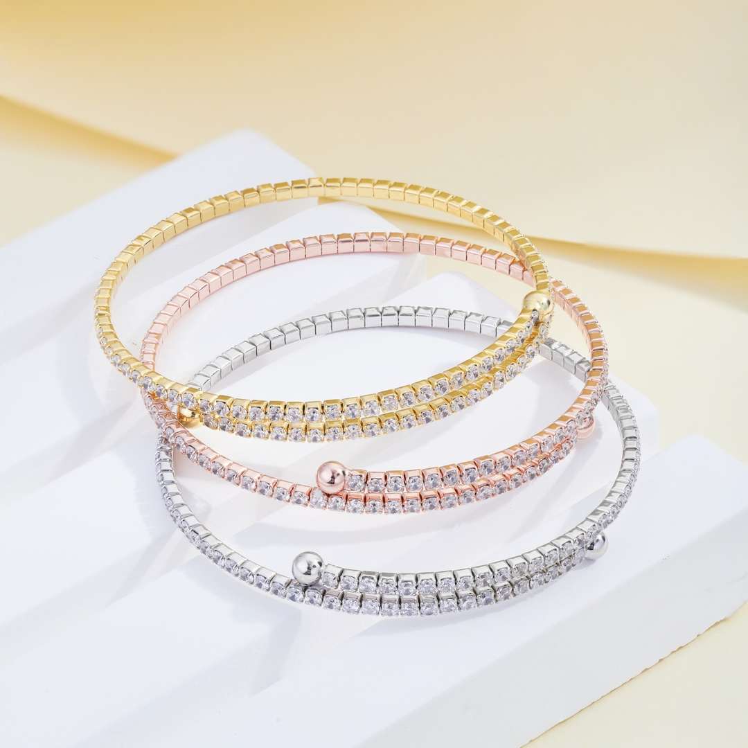 [Am jewelry]Row of Diamonds Round Fashion Bracelet