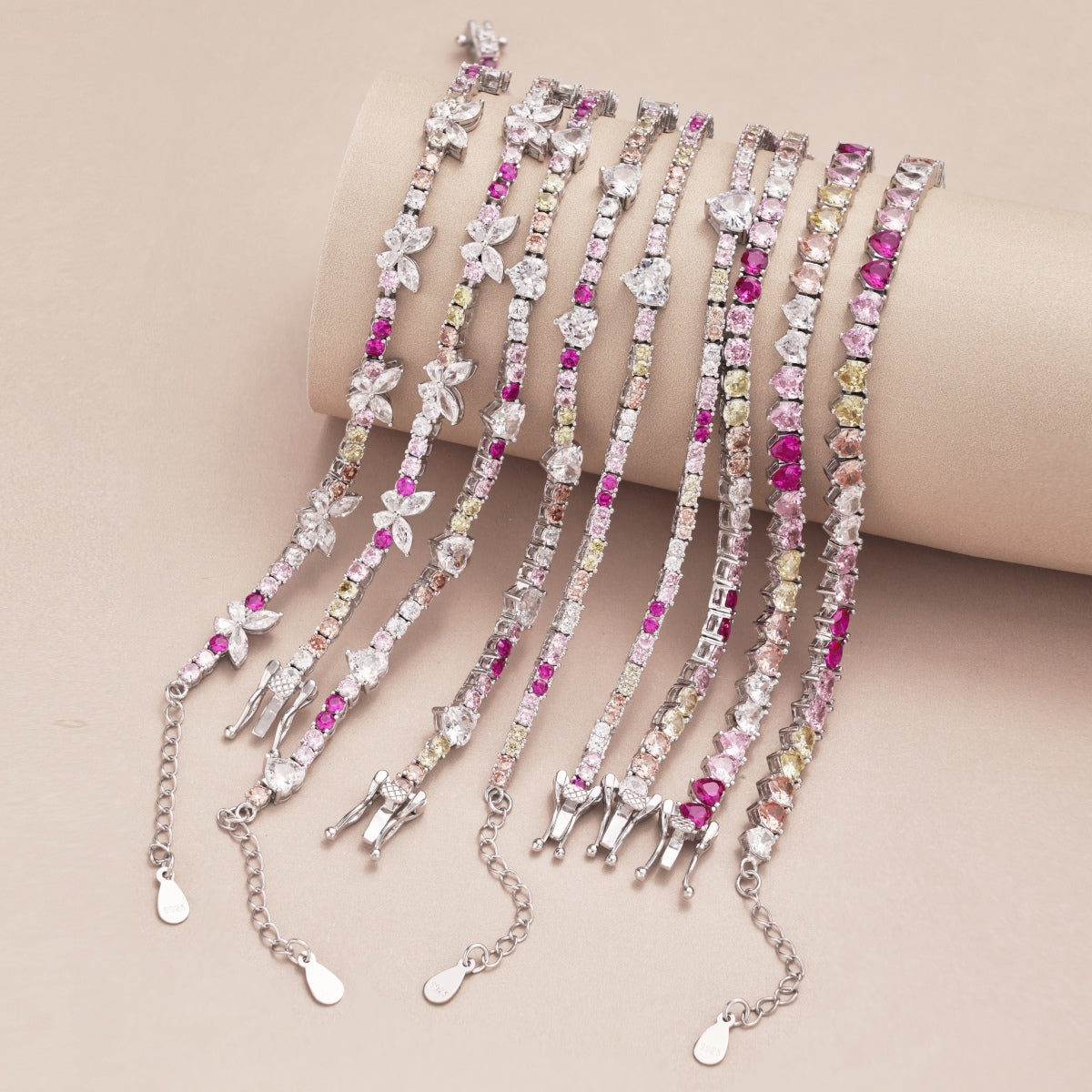 [Am jewelry]Sparkling Colorful Full Heart Tennis Necklace