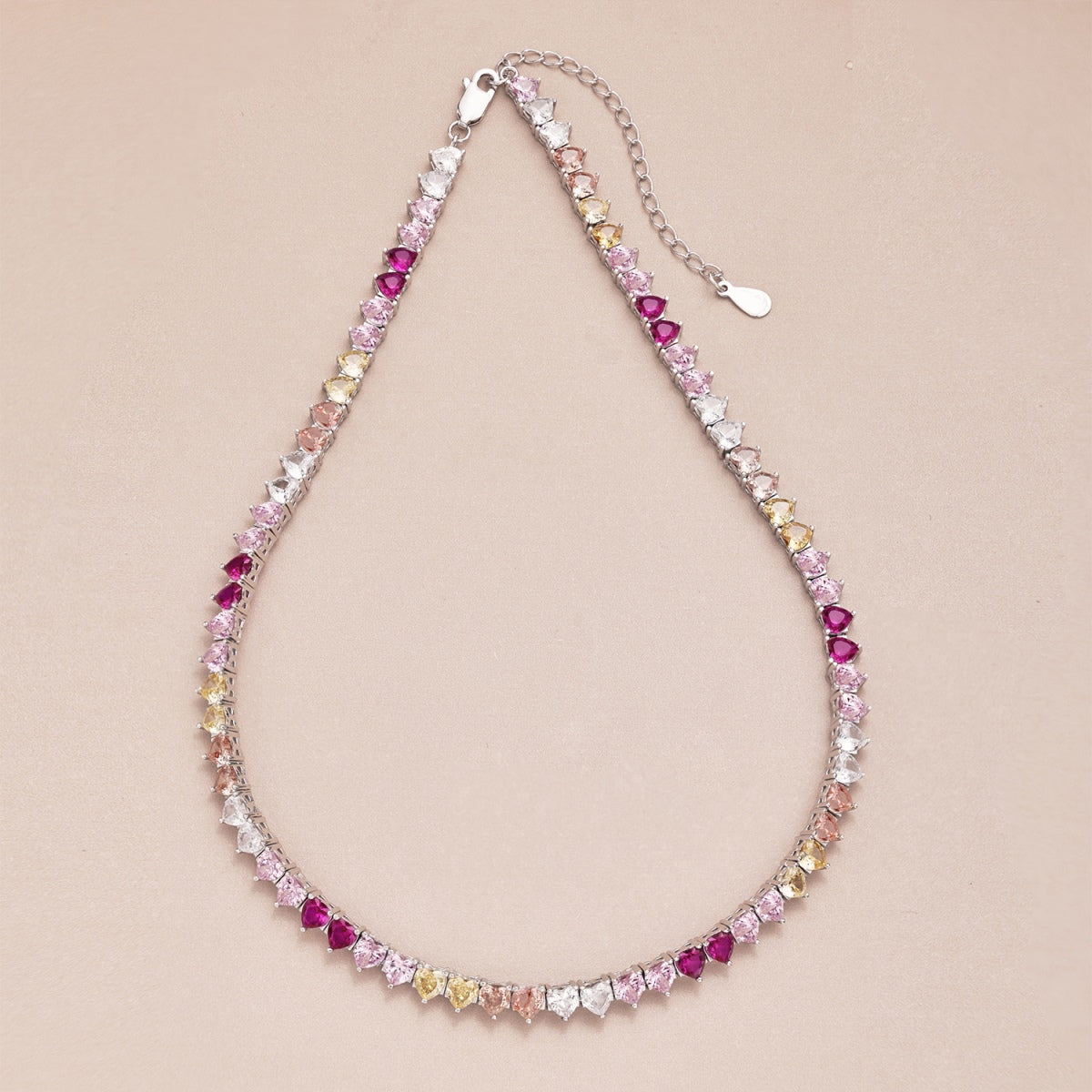 [Am jewelry]Sparkling Colorful Full Heart Tennis Necklace