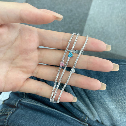 [Am jewelry]0.5 Carat Elegant Romantic Heart Shape Lover Bracelet