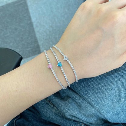 [Am jewelry]0.5 Carat Elegant Romantic Heart Shape Lover Bracelet