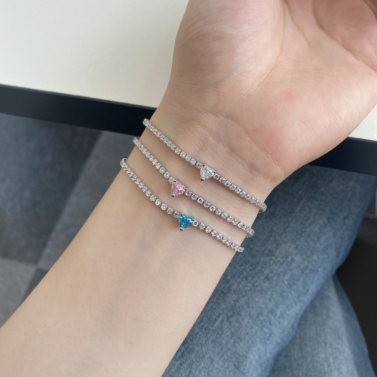 [Am jewelry]0.5 Carat Elegant Romantic Heart Shape Lover Bracelet