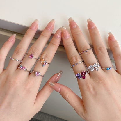 [Am jewelry]Radiant Colorful Multi Cut Daily Ring