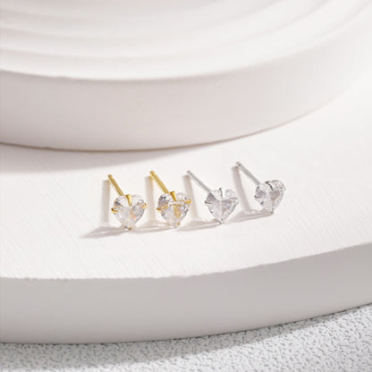 [Am jewelry]Sparkling Heart Shaped Simple Earrings