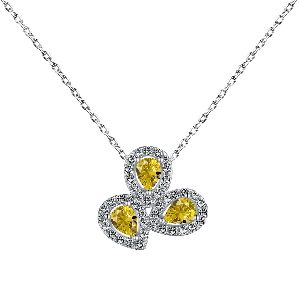 [Am jewelry]Elegant Flower Shape Pear Cut Necklace