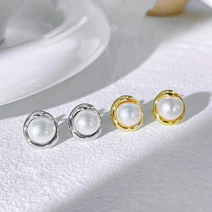[Am jewelry]Dainty Bread Pearl Earrings
