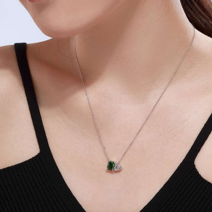 [Am jewelry]Dazzling Square & Heart Shape Necklace