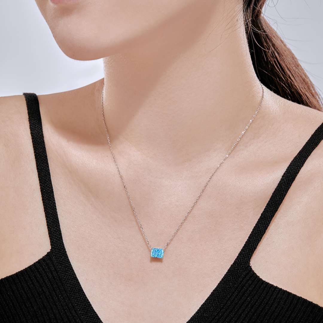 [Am jewelry]Luxurious Square Shape Colorful Necalack