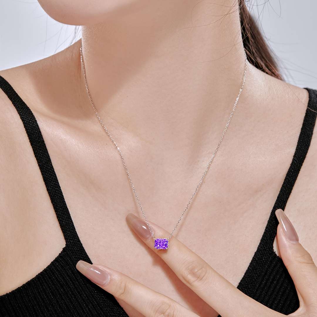 [Am jewelry]Luxurious Square Shape Colorful Necalack