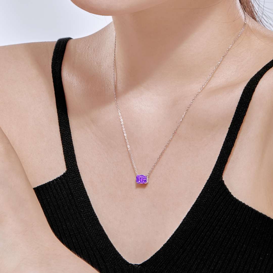 [Am jewelry]Luxurious Square Shape Colorful Necalack