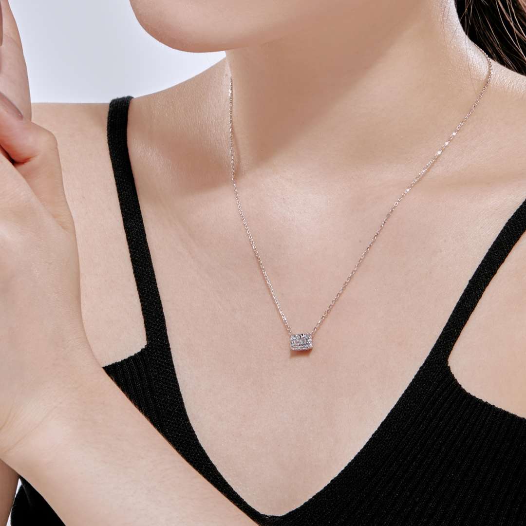 [Am jewelry]Luxurious Square Shape Colorful Necalack