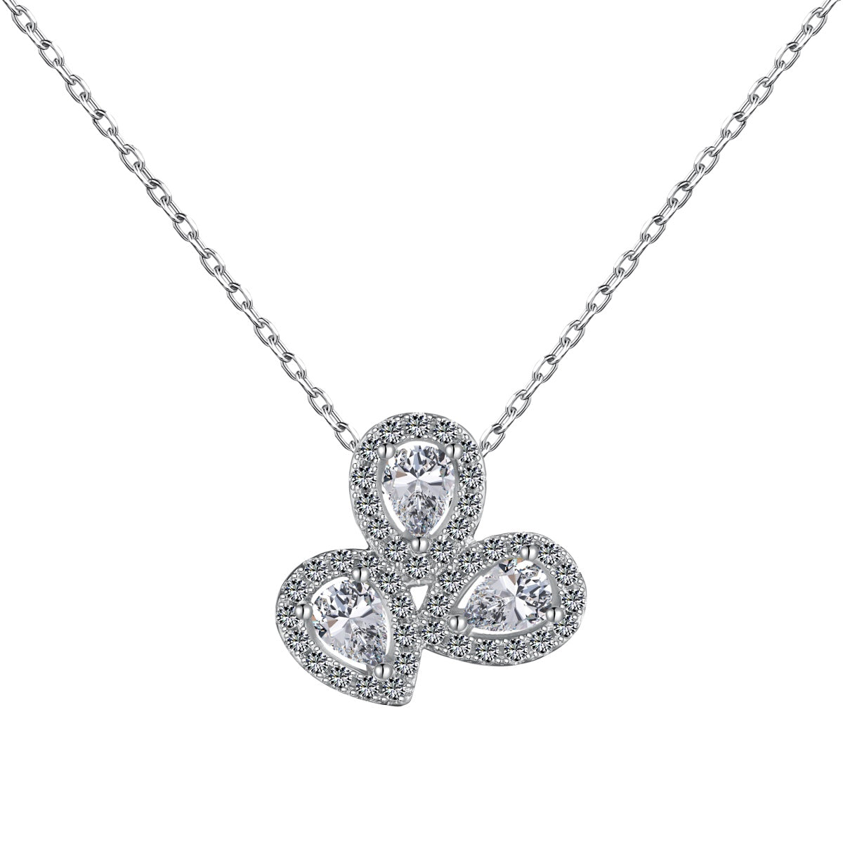 [Am jewelry]Elegant Flower Shape Pear Cut Necklace