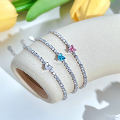 [Am jewelry]0.5 Carat Elegant Romantic Heart Shape Lover Bracelet