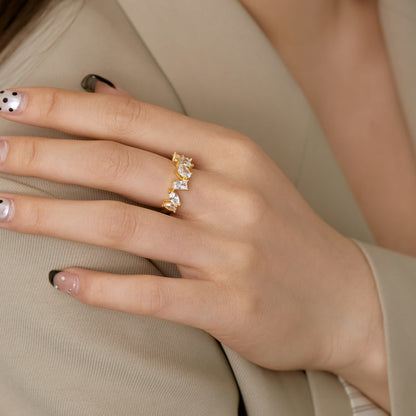 [Am jewelry]Delicate Multi Cut Ring