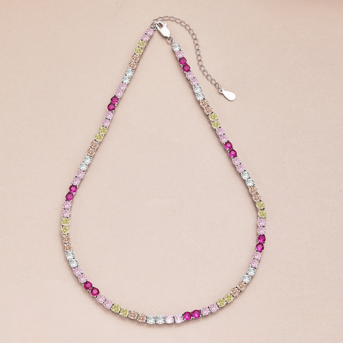 [Am jewelry]Delicate Colorful Tennis Necklace