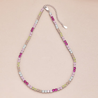[Am jewelry]Delicate Colorful Tennis Necklace