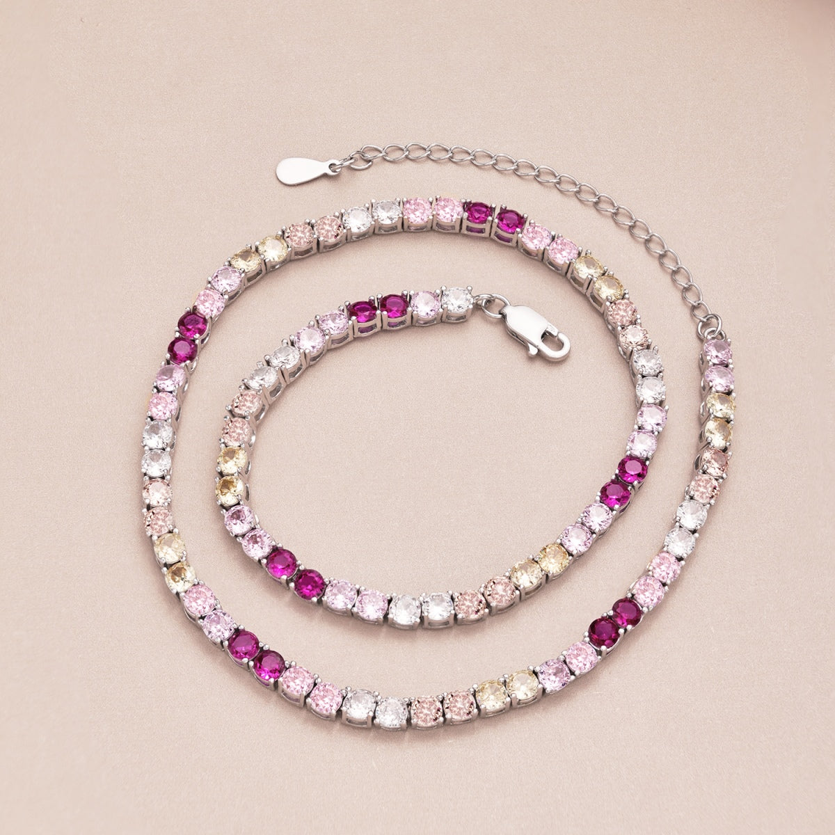 [Am jewelry]Delicate Colorful Tennis Necklace