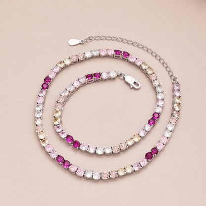[Am jewelry]Delicate Colorful Tennis Necklace