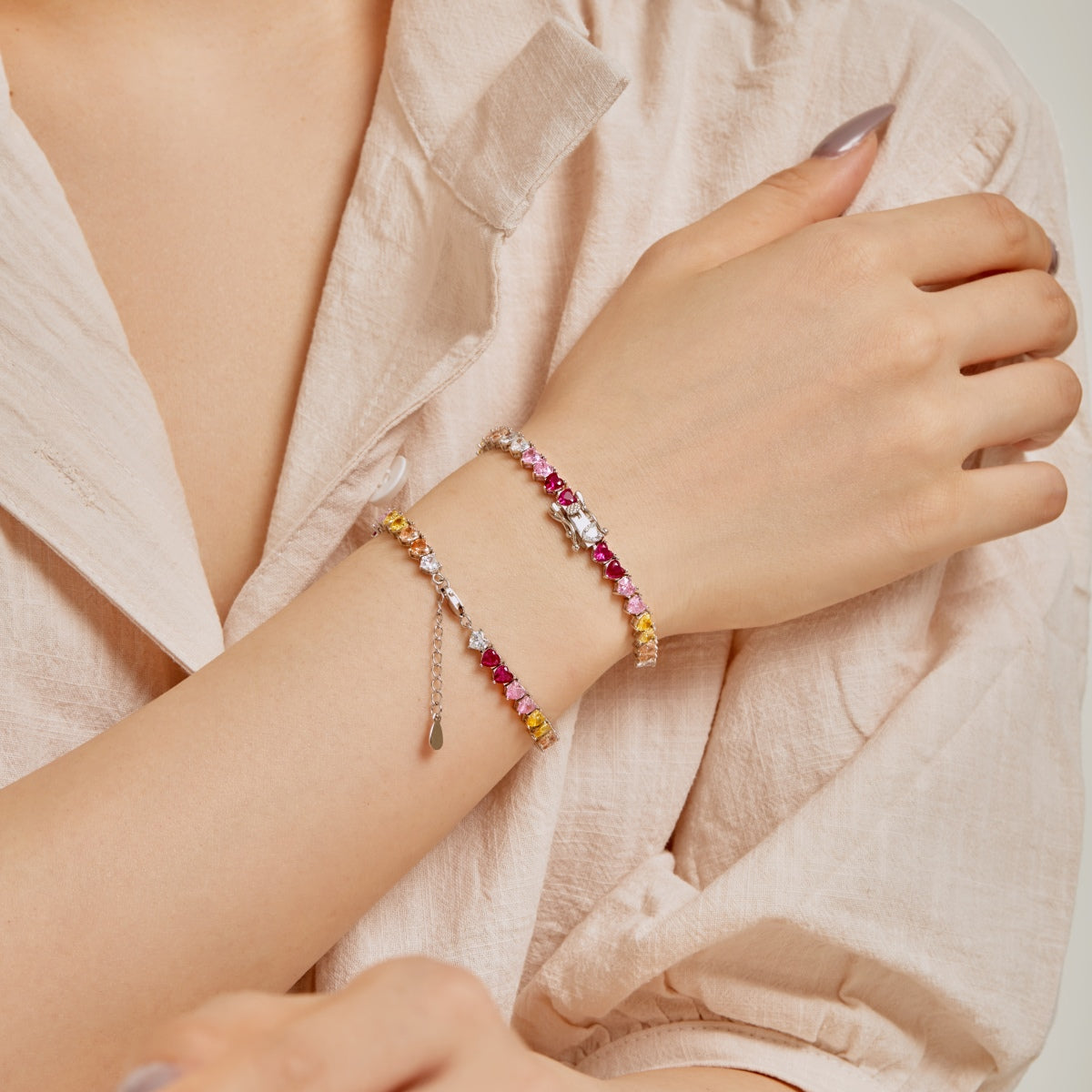 [Am jewelry]Luxurious Colorful Romantic Heart Shape Lover Bracelet