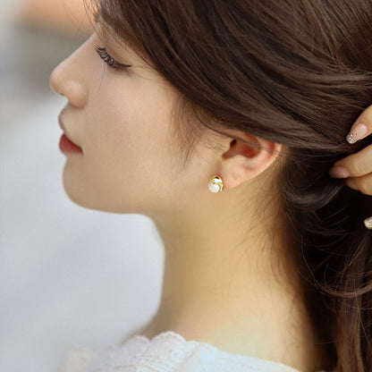 [Am jewelry]Dainty Bread Pearl Earrings