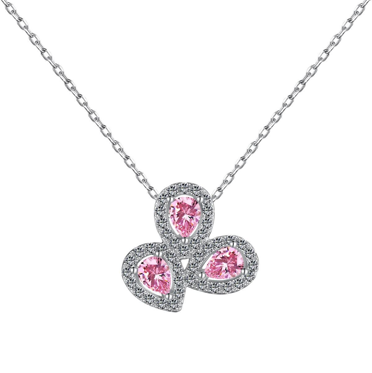 [Am jewelry]Elegant Flower Shape Pear Cut Necklace