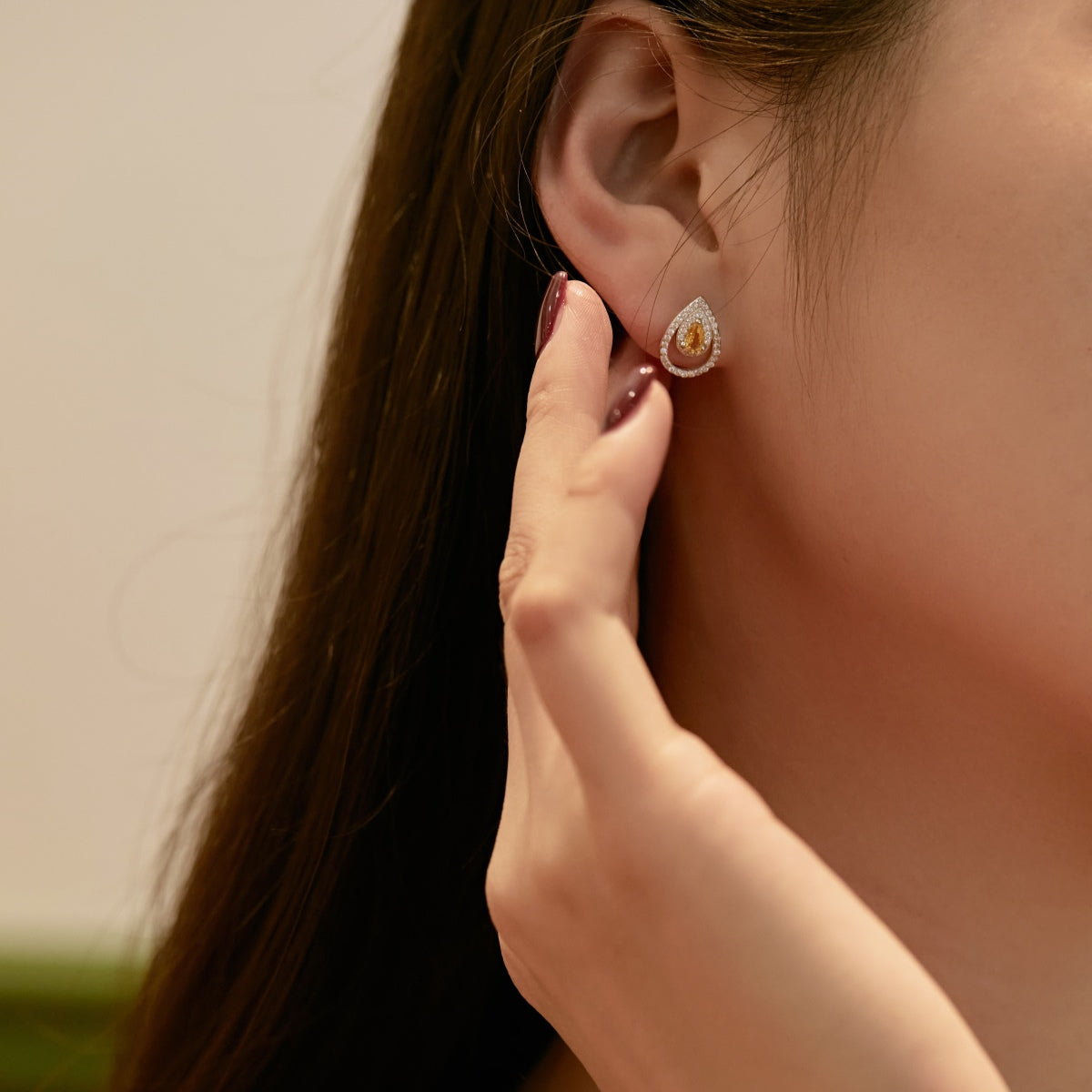 [Am jewelry]Sparkling Delicate Water Drop Shape Daily Earrings
