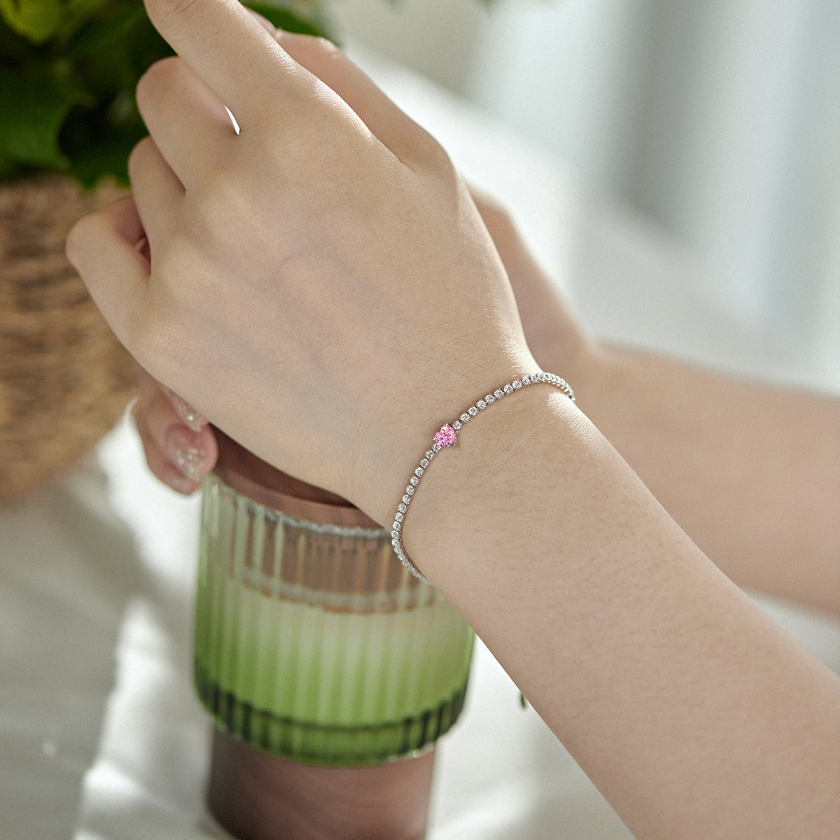 [Am jewelry]0.5 Carat Elegant Romantic Heart Shape Lover Bracelet