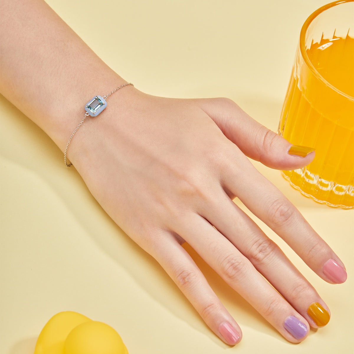 [Am jewelry]2.0 Carat Sparkling Colorful Emerald Cut Daily Bracelet